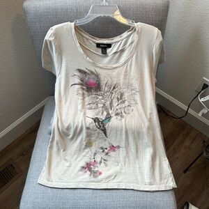Style & Co Cream Graphic Tee Relaxed Fit